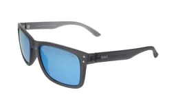 Lentes de sol Floats con montura cuadrada color gris oscuro y lentes polarizados espejados color azul.