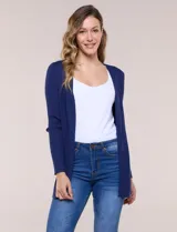 Cardigan abierto de tejido acanalado de la marca Rio & Rian, de manga larga y diseño largo.