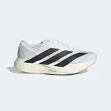 Championes de running Adidas Adizero Evo SL, color blanco con tres franjas negras en el lateral. Cuentan con entresuela Lightstrike Pro y suela Continental.