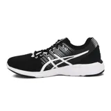 Championes de running Asics Gel-Kamo Go para mujer, color negro con detalles en blanco y líneas geométricas en los laterales.
