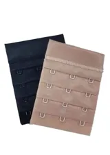 Pack de dos extensores de corpiño, uno negro y otro color piel, con tres filas de ganchos.