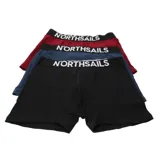 Pack de tres boxers de hombre con cintura elástica personalizada con el logo de la marca. Incluye una unidad en color negro, una en azul marino y una en bordó.