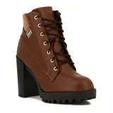 Bota acordonada color marrón de Moleca, con taco cuadrado y plataforma.