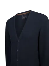 Cardigan RKF modelo Olen de tejido punto color azul marino, con cuello en V, manga larga y cierre frontal abotonado.