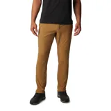Pantalón Columbia Black Mesa Woven de color tostado, diseñado para actividades al aire libre. Cuenta con tecnologías Omni-Shade™ UPF 50 para protección solar y Omni-Shield™ que repele la humedad y las manchas. Presenta rodillas articuladas, bolsillos con cremallera y un diseño cómodo y elástico.