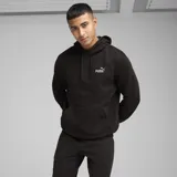 Canguro Puma de color negro con capucha ajustable con cordón, bolsillo tipo canguro en la parte delantera y el logo de la marca estampado en el pecho en color blanco.