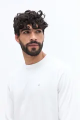 Remera de manga larga con escote redondo, corte regular y logo bordado en el pecho.