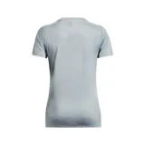 Remera deportiva Under Armour de mujer, color gris jaspeado, de corte amplio y tejido UA Tech™ de secado rápido.