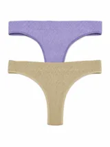 Pack de dos bombachas colaless de tejido texturizado acanalado, una en color lila y otra en color tostado.
