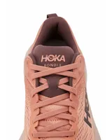 Championes Hoka Bondi 8 color rosa con detalles en marrón.