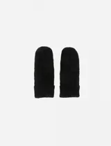 Guantes mitones negros de tejido de punto con ochos.