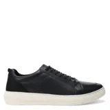 Zapatos casuales de hombre Freeway modelo Duo 02, confeccionados en cuero negro con cordones al tono y suela de goma blanca ligeramente elevada.