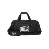Bolso de gimnasio Everlast Axel II negro con logo blanco. Tiene doble asa de mano y correa de hombro ajustable con almohadilla.