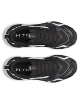 Championes de entrenamiento Under Armour Reign XT para mujer, con diseño en color negro y blanco. Presentan una parte superior de malla ligera con estructura de TPU para mayor sujeción, entresuela UA HOVR de doble densidad para amortiguación y tecnología UA TriBase para maximizar el contacto con el suelo y mejorar la estabilidad.