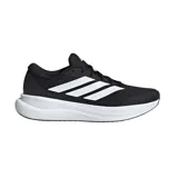 Championes Adidas Runfalcon 6, color negro con las tres tiras blancas características y suela amortiguada Cloudfoam.