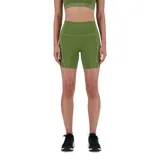 Short deportivo verde oliva de tiro alto, con calza interior y bolsillos laterales.