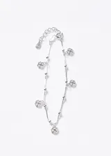 Pulsera de plata 925 con cadena veneciana y dijes colgantes de tréboles de cuatro hojas pavimentados con circonitas. Incluye cadena de extensión.