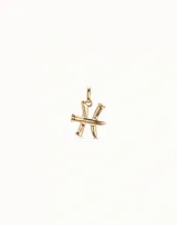 Charm del signo zodiacal Piscis, con diseño inspirado en la forma de un clavo, elaborado en metal con baño de plata.