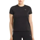 Remera deportiva Puma de mujer color gris jaspeado, de manga corta y cuello redondo. Cuenta con tecnología dryCELL para eliminar la humedad y mantenerte fresca y seca.