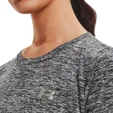 Remera deportiva Under Armour de mujer, color gris jaspeado, de corte amplio y tejido UA Tech™ de secado rápido.