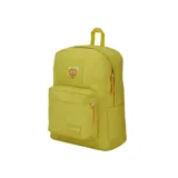 Mochila Jansport SuperBreak Plus FX color verde lima, con compartimento principal con división para laptop de hasta 15 pulgadas, bolsillo frontal, compartimento lateral para botella, espalda y cargaderas acolchadas.