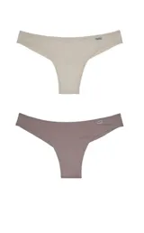 Pack de dos colaless de microfibra, una color beige y otra color lila.