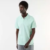 Remera polo de manga corta color verde menta, con cuello camisero, cierre frontal de dos botones y diseño clásico.