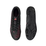 Championes de fútbol Adidas Predator League FG/MG, color negro con detalles en gris y rojo.