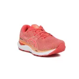 Championes de running Asics Gel-Cumulus 24 para mujer, color salmón con detalles en blanco y tecnología FF Blast en la suela.