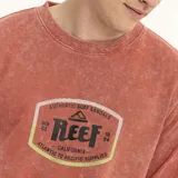 Buzo de cuello redondo con efecto lavado, color naranja, con estampa frontal de la marca Reef.