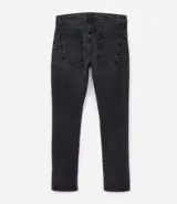 Pantalón skinny de jean gris oscuro con bolsillos delanteros y traseros.