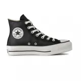 Zapatillas Converse Chuck Taylor All Star de caña alta con plataforma, confeccionadas en cuero ecológico color negro.