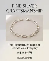 Pulsera de plata 925 con diseño de eslabones ovalados entrelazados, algunos de ellos con detalles texturizados.
