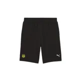 Short deportivo Puma color negro, con cintura elástica y cordón ajustable. Cuenta con el escudo del Club Atlético Peñarol en la pierna derecha y el logo Puma Cat en blanco en la pierna izquierda.