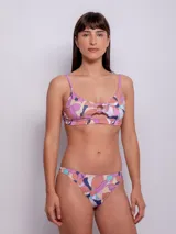 Bottom de bikini con estampado de flores multicolor.