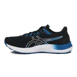 Championes de running Asics modelo Gel-Excite 8, color negro y azul con entresuela blanca y amortiguación AmpliFoam.