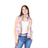 Pashmina rectangular de viscosa liviana con estampado floral multicolor.