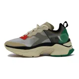 Championes deportivos Diadora Terrena, de estilo chunky/dad sneaker, con capellada en tonos blanco, beige, gris, verde y rojo. Suela gruesa color crema con detalles en negro y verde (Vibram).