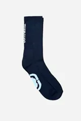 Medias Ecko de caña larga color azul marino, con detalle de logo estampado en blanco en el lateral.
