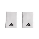 Par de muñequeras Adidas grandes para tenis, color blanco con logo bordado en negro.