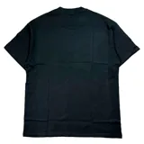 Remera negra de algodón con estampado frontal en blanco que simula dos figuras borrosas y una firma manuscrita con el texto "bullet hole" debajo.