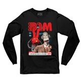 Remera manga larga de algodón color negro con estampa frontal de los personajes de 31 Minutos.