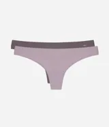 Kit de dos bombachas tipo bikini hilo confeccionadas en microfibra con acabado bonded sin costuras. Presentan un diseño liso con logo de la marca estampado en el lateral y forro interior de algodón.