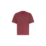 Remera Palm Angels de manga corta en color bordó, con cuello redondo y diseño oversize. Presenta el nombre de la marca bordado en relieve y efecto goteo alrededor del cuello.