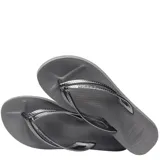 Sandalias tipo ojota Havaianas color negro, con diseño de plataforma y tiras finas con textura grabada.
