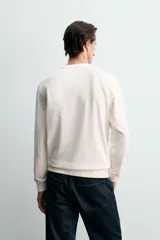 Sudadera de corte regular fit confeccionada en algodón con efecto lavado. Presenta cuello redondo, manga larga y terminaciones en rib.
