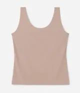 Top de breteles anchos, color marrón oscuro, corte ajustado y escote en U.