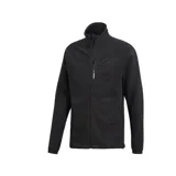 Campera Adidas Terrex de polar negro con cierre frontal completo, cuello alto y logo Terrex en el pecho.
