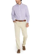 Camisa de manga larga de algodón RKF, con estampado de cuadros en tonos azul, rojo y blanco, cuello button-down y bolsillo en el pecho con logo bordado.