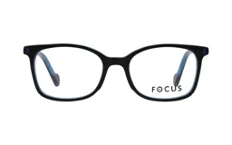 Lentes de lectura Focus Premium modelo 4187, con armazón de acetato en color negro y detalles en azul en el interior de las patillas.